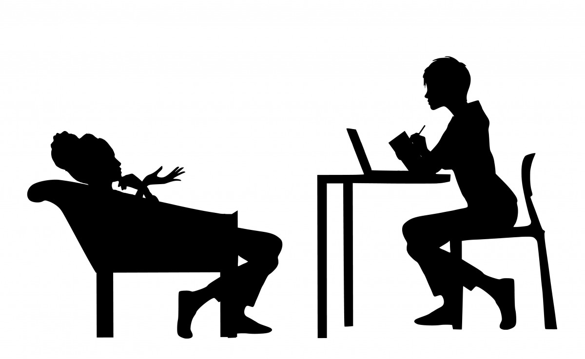 silhouette of therapist and client