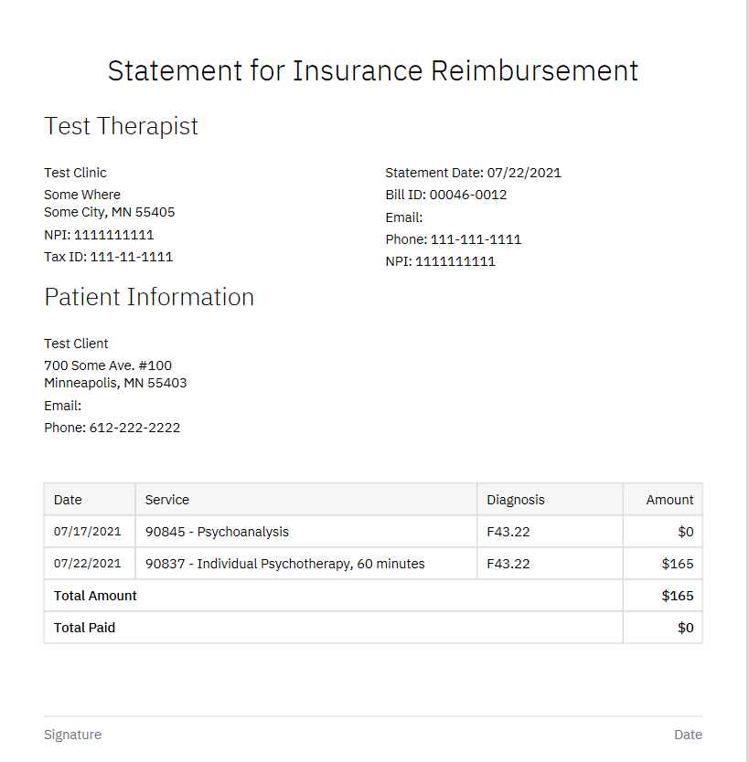 Understanding invoices, statements, and superbills