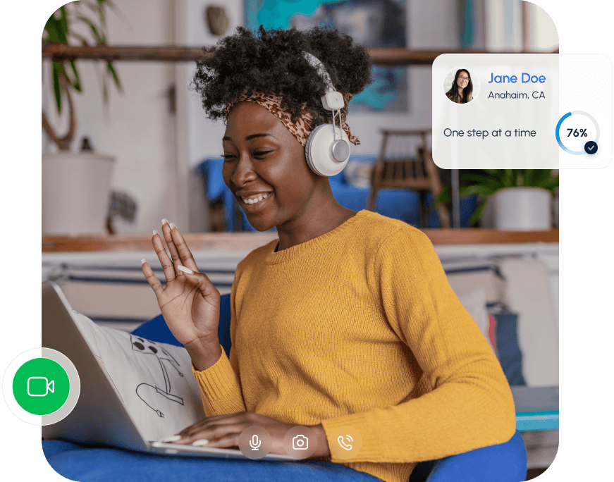 Therapist on a secure telehealth video call
